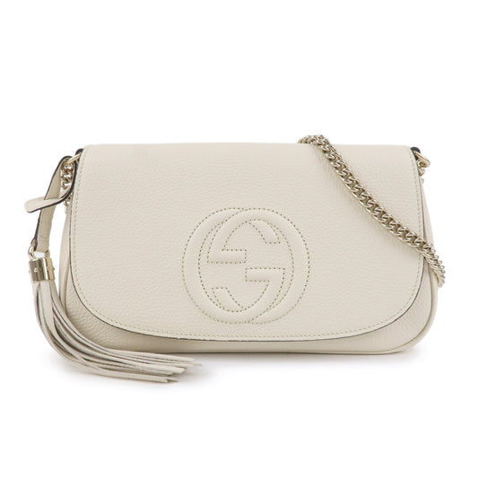 New Gucci Soho Disco Ivory Signature Collection Gold Chain 536224 