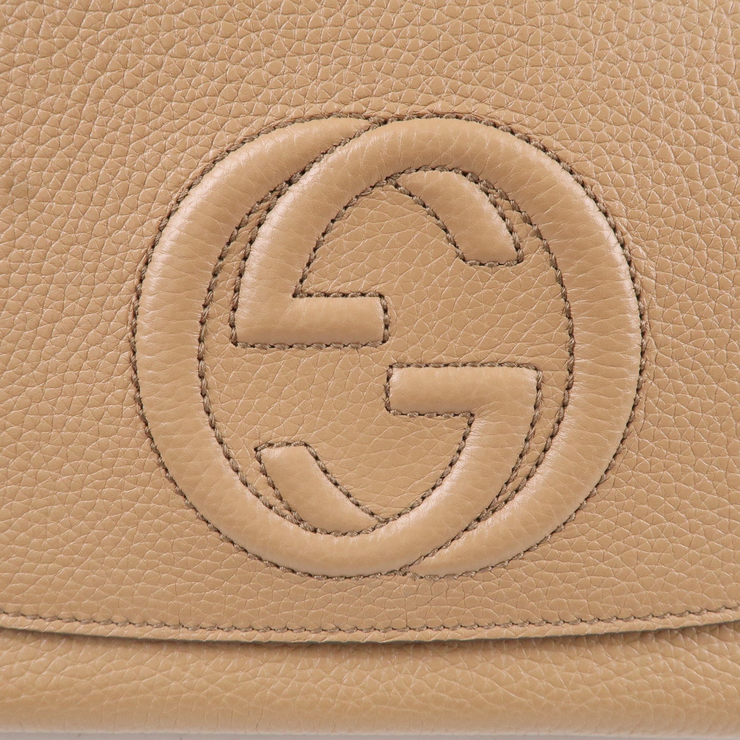 GUCCI SOHO Leather Chain Shoulder Bag Crossbody Bag Beige 536224