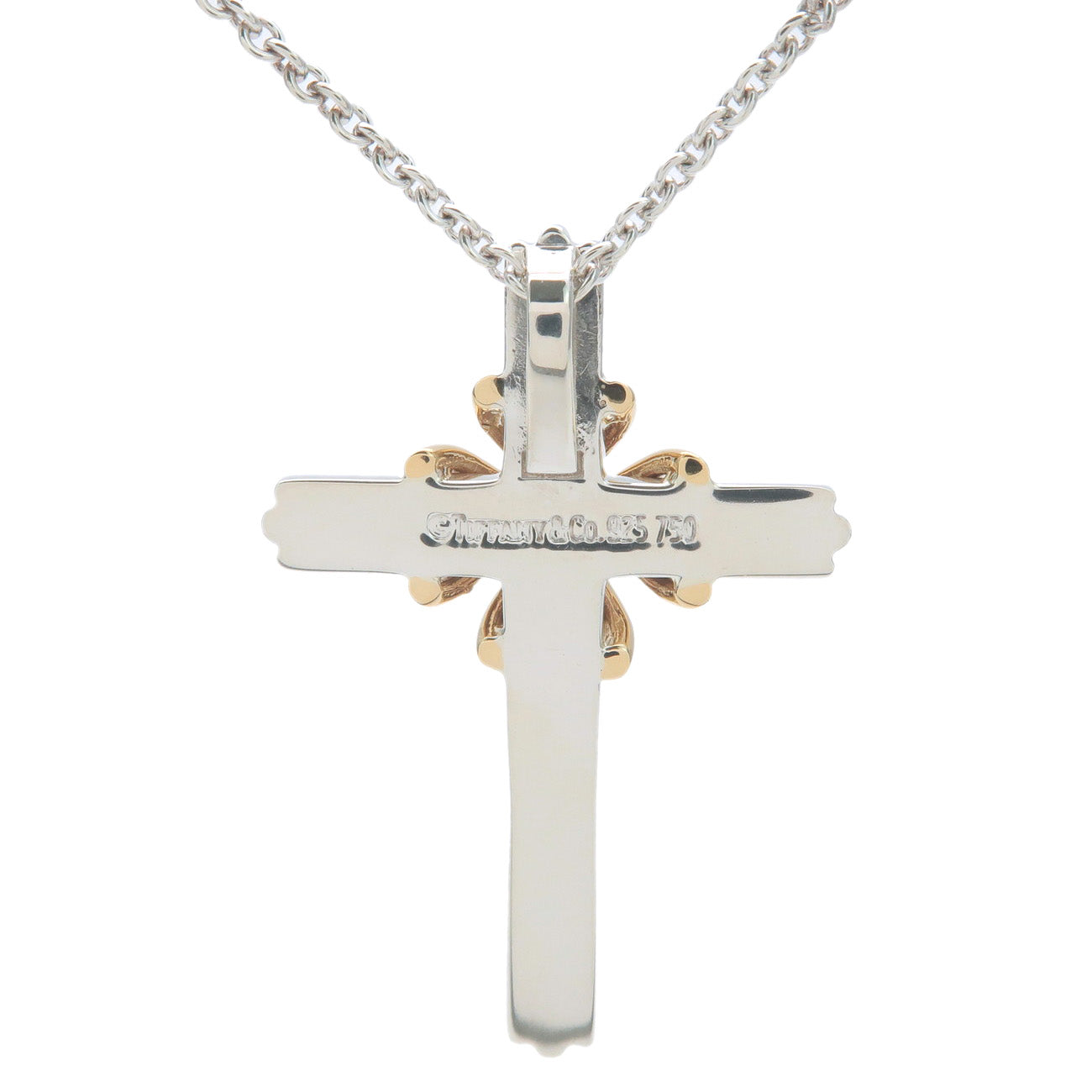 Tiffany&Co. Signature Cross Necklace K18YG 750YG SV925 Silver