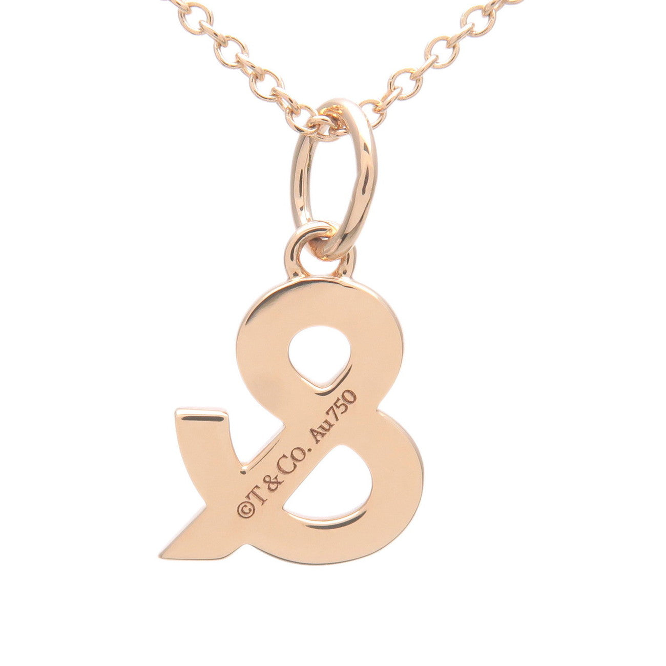 Tiffany&Co. Ampersand Diamond Necklace K18PG 750PG Rose Gold