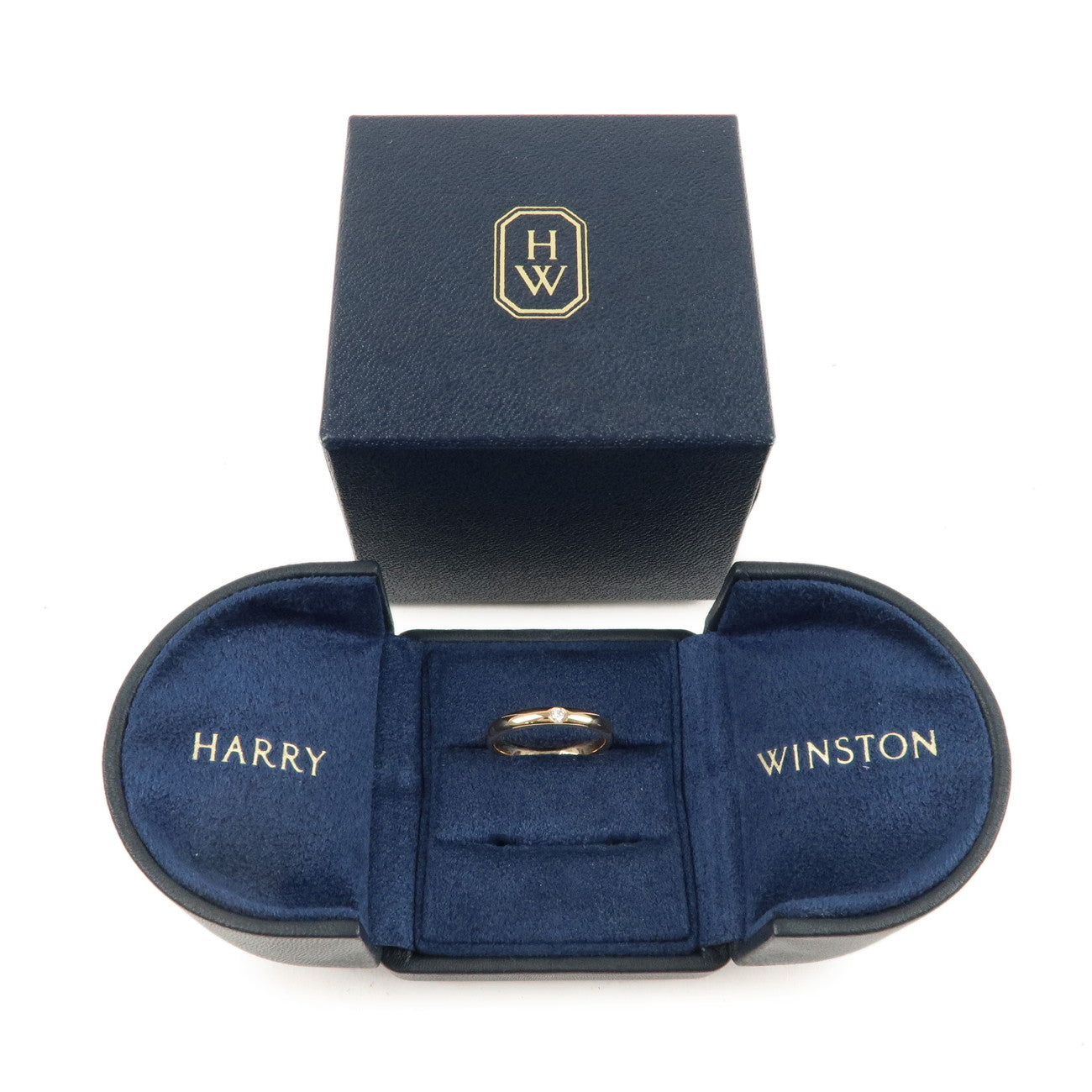 HARRY WINSTON Round Cut Marriage Ring 1P Diamond K18PG 750PG US7.5
