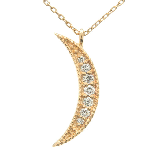 ete-Crescent-Moon-Charm-Diamond-Necklace-0.06ct-K18YG-750YG