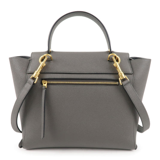 CELINE-Leather-Pico-Belt-Bag-2Way-Bag-Shoulder-Bag-Gray-194263