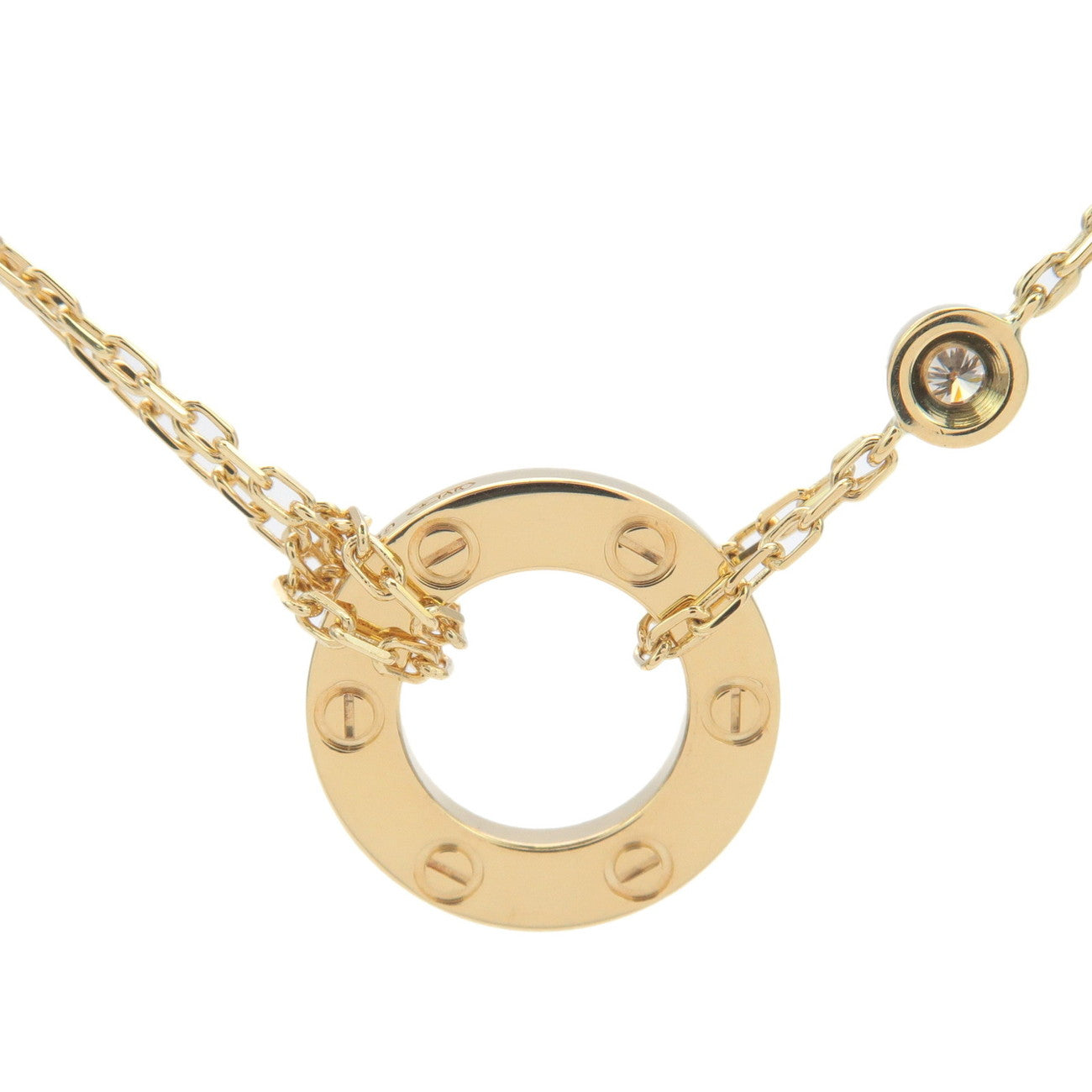 Cartier Love Circle 2P Diamond Necklace K18 750YG Yellow Gold