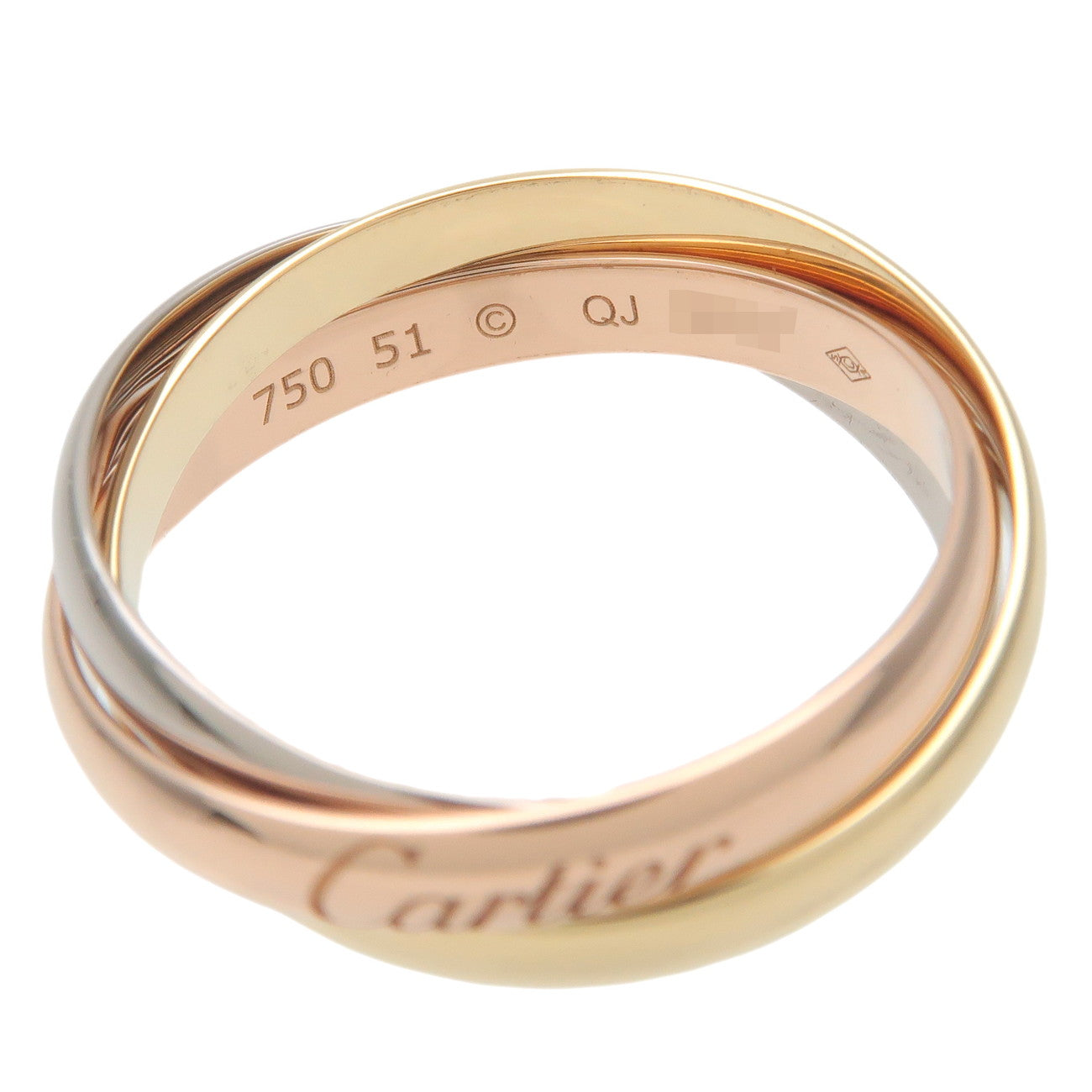 Cartier Trinity Ring SM K18 750 YG WG PG 51 US5.5 6 EU51.5