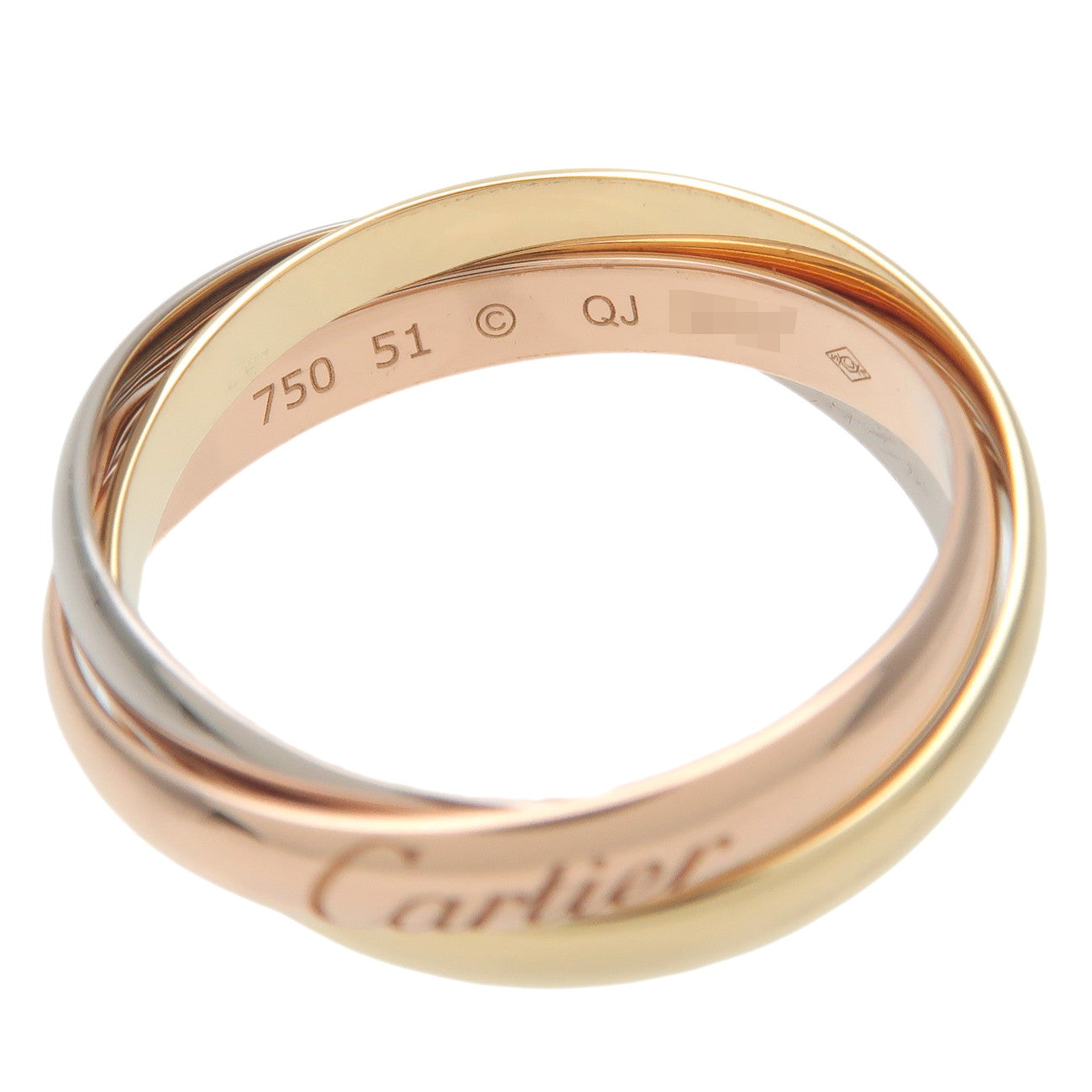 Cartier Trinity Ring SM K18 750 YG/WG/PG #51 US5.5-6 EU51.5