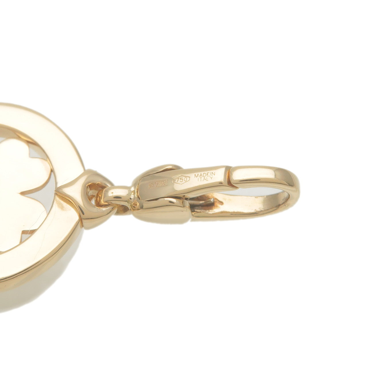 BVLGARI Tondo Clover Charm Pendant Necklace Top K18 Yellow Gold