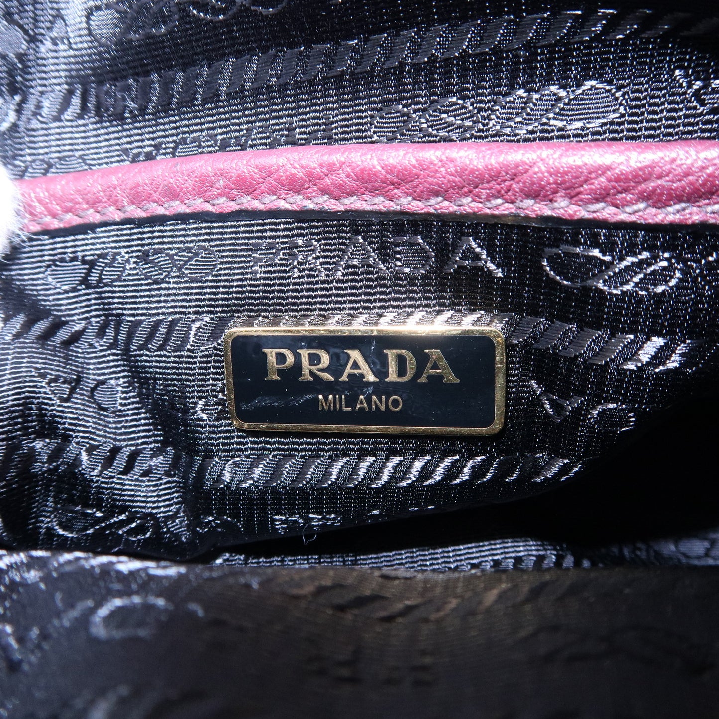 PRADA Logo Leather Shoulder Bag Crossbody Bag Purple 1BH096