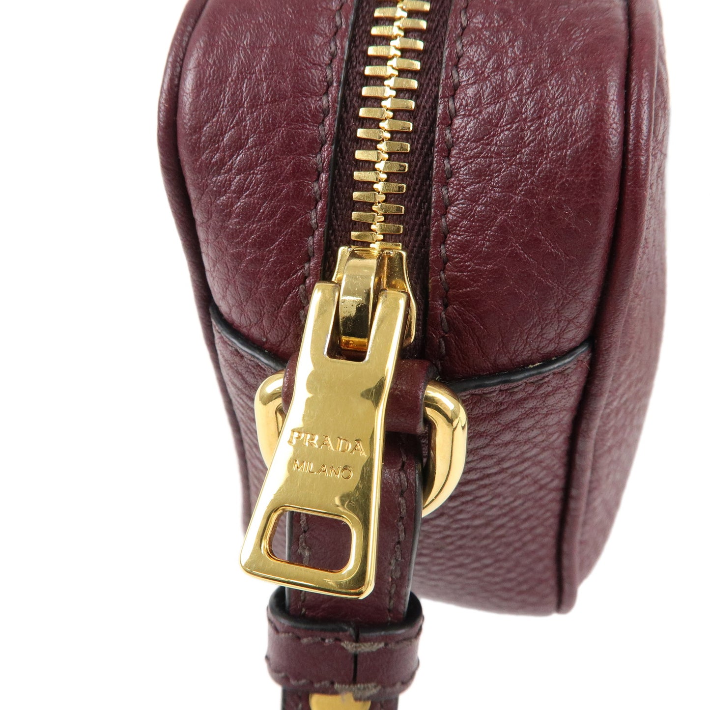 PRADA Logo Leather Shoulder Bag Crossbody Bag Purple 1BH096