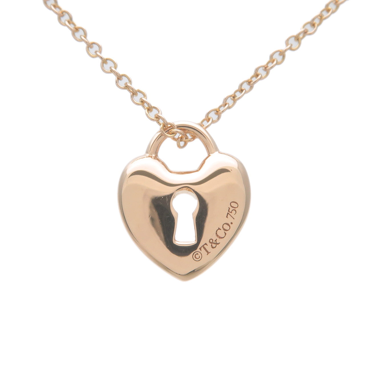 Tiffany&Co. Heart Lock Necklace K18PG 750PG Rose Gold