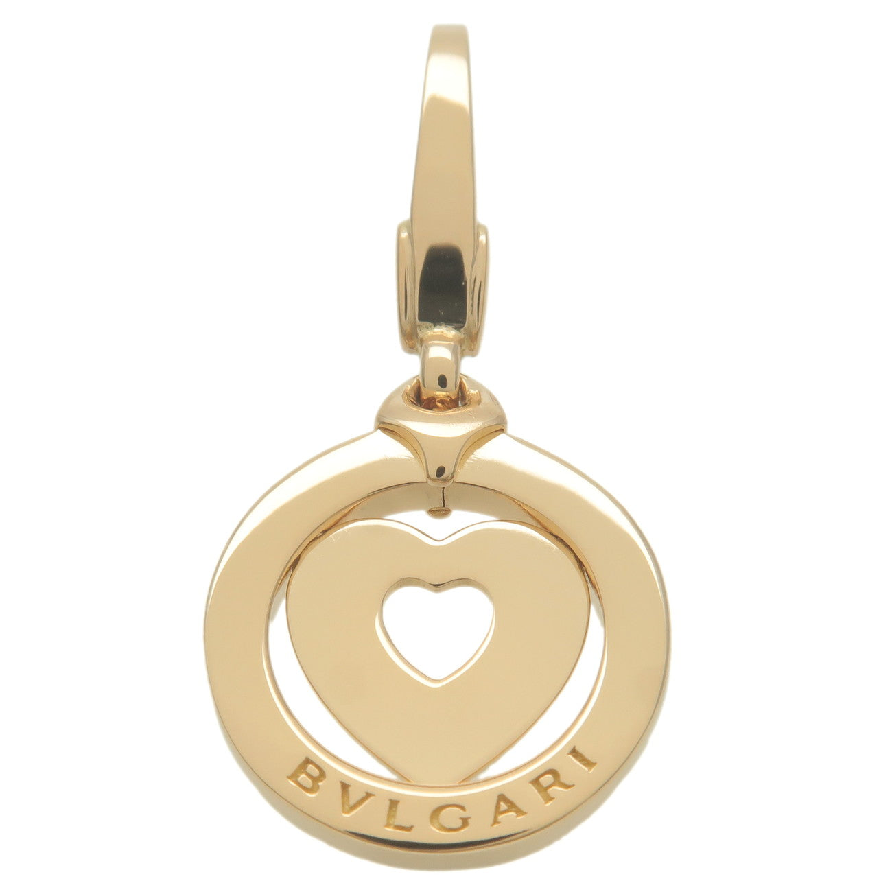 BVLGARI-Tondo-Heart-Charm-Pendant-Necklace-Top-K18-Yellow-Gold