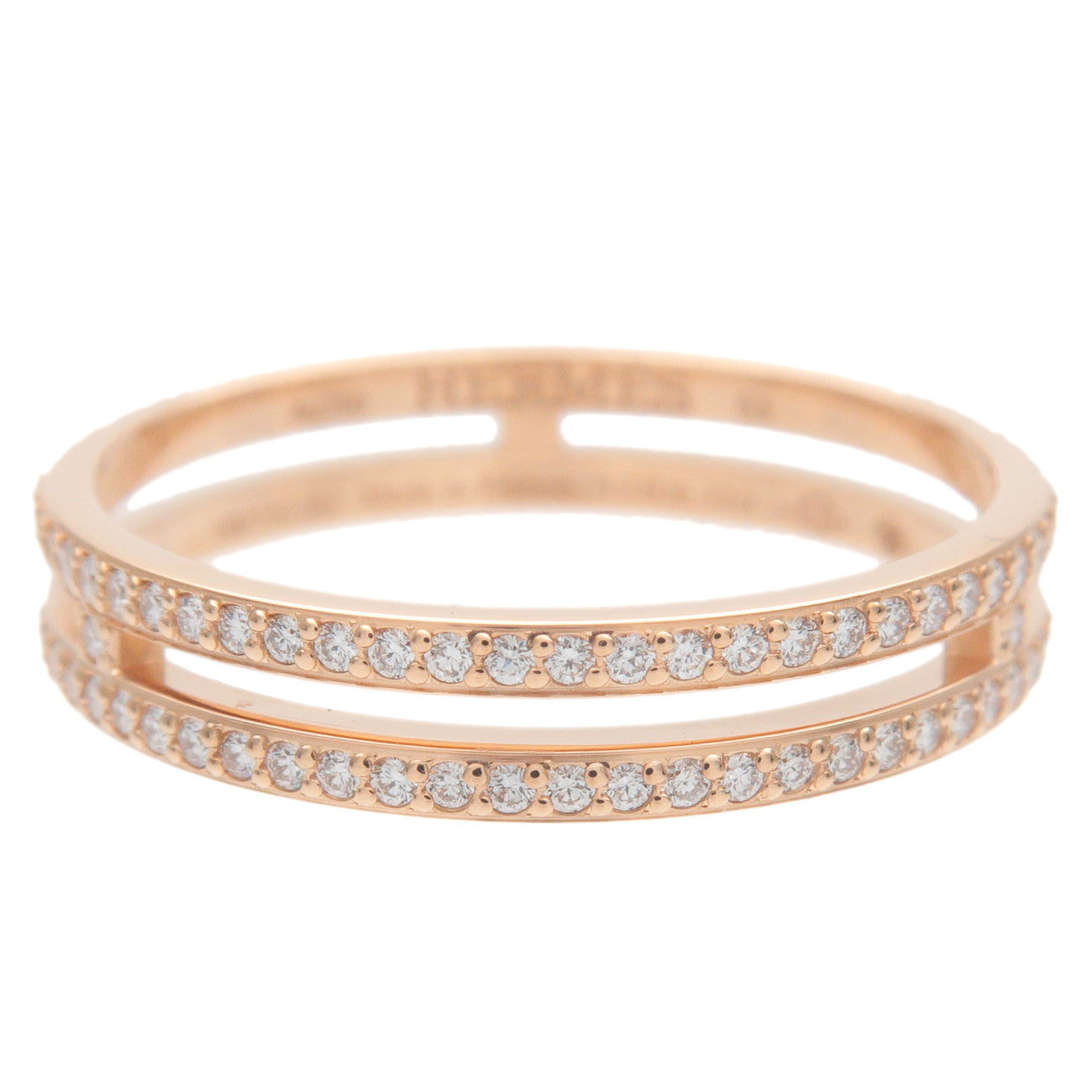 HERMES Ariane Full Diamond PM Ring 0.32ct K18 Rose Gold #53 EU53.5