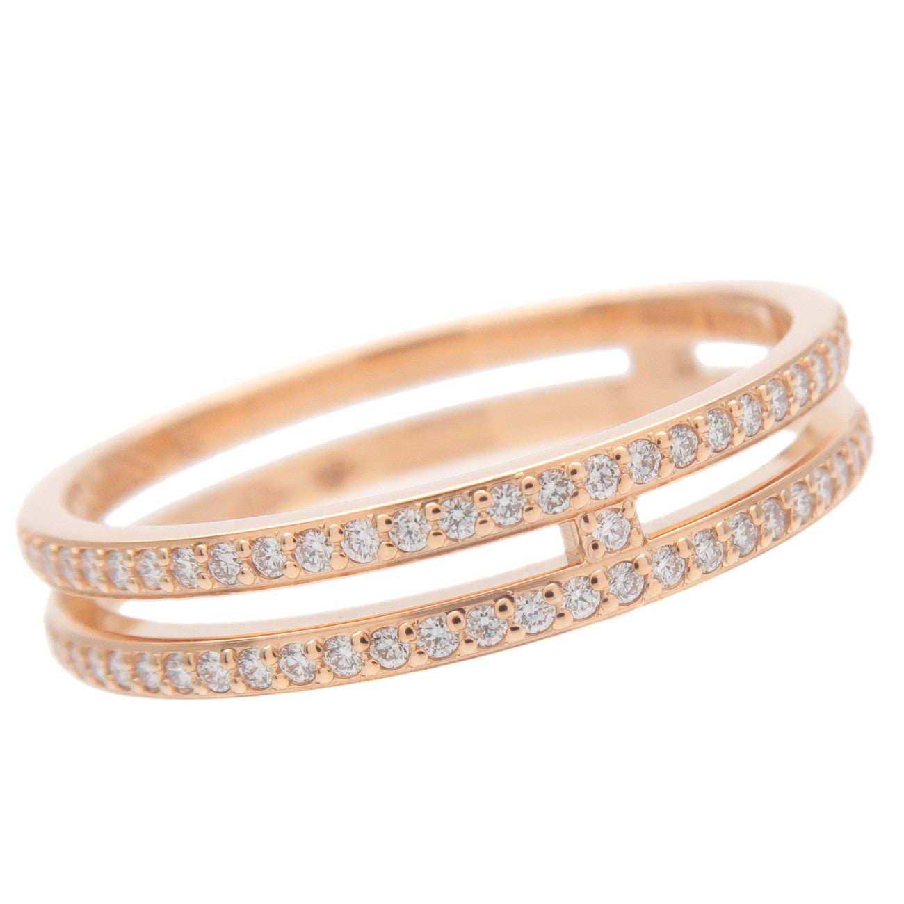 HERMES Ariane Full Diamond PM Ring 0.32ct K18 Rose Gold #53 EU53.5