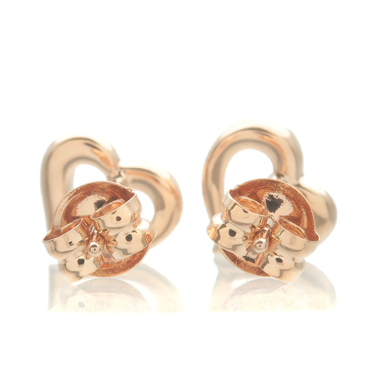 4C Heart Charm 5P Diamond Earrings K18PG 750 Rose Gold