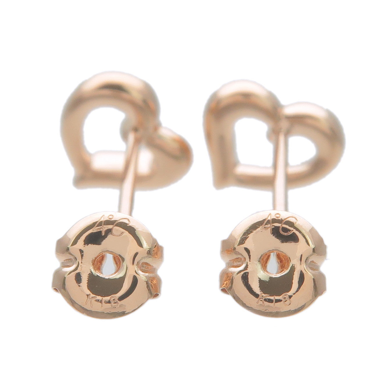 4C Heart Charm 5P Diamond Earrings K18PG 750 Rose Gold