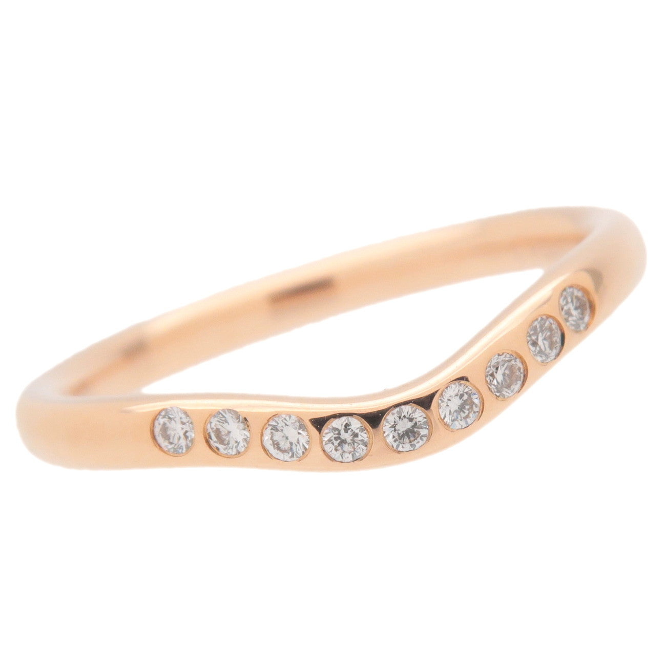 Tiffany&Co. Curved Band Ring 9P Diamond K18PG Rose Gold US5 EU49