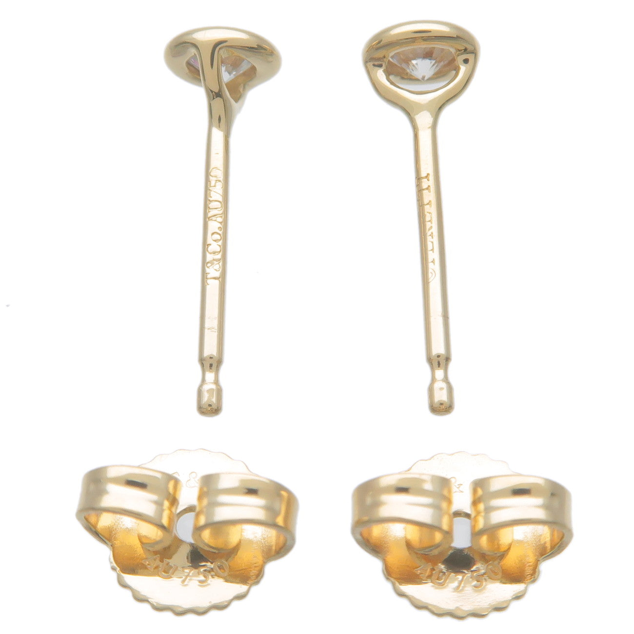 Tiffany&Co. By The Yard Diamond Earrings 0.12ct x2 K18 Yellow Gold