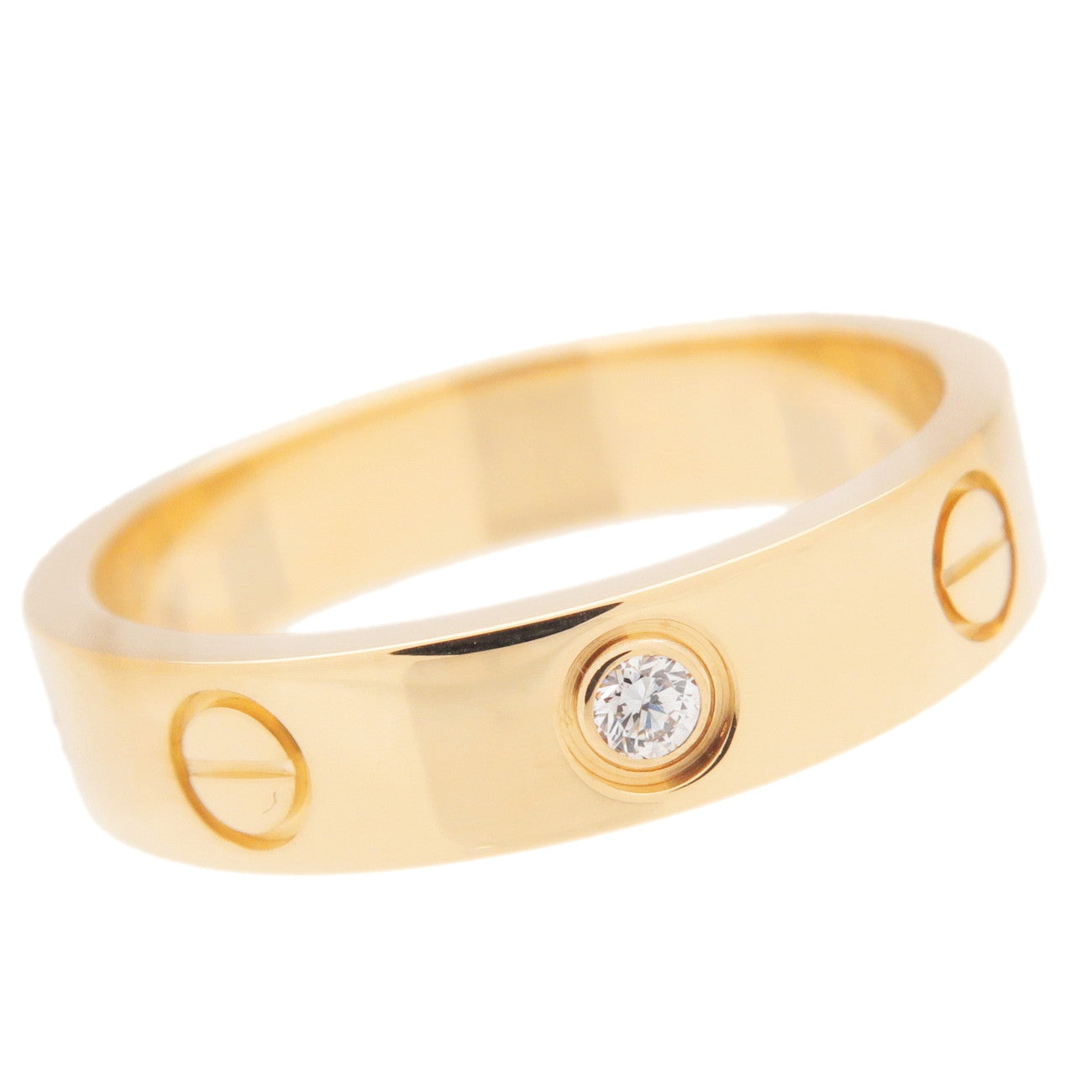 Cartier Mini Love Ring 1P Diamond K18YG 750 Yellow Gold #49 US5