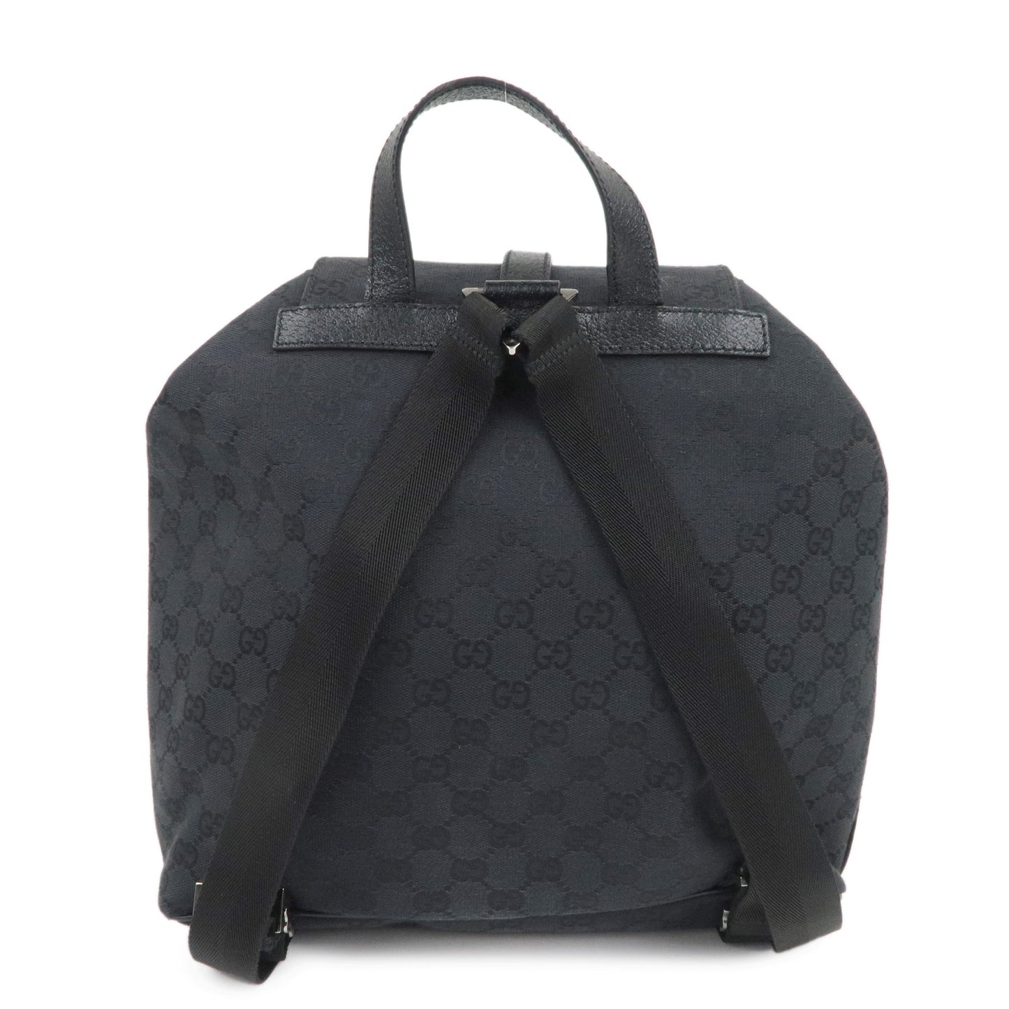 GUCCI Jackie GG Canvas Leather Ruck Sack Back Pack Black 114552