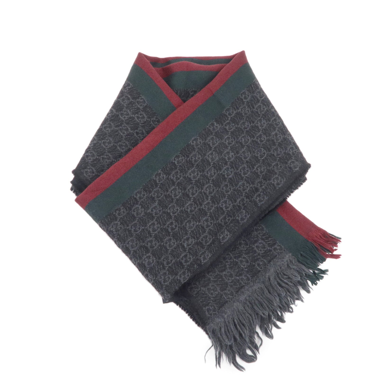 GUCCI Sherry Wool 80 Silk 20 Scarf Mens Gray Black 147351 dct ep vintage luxury Store