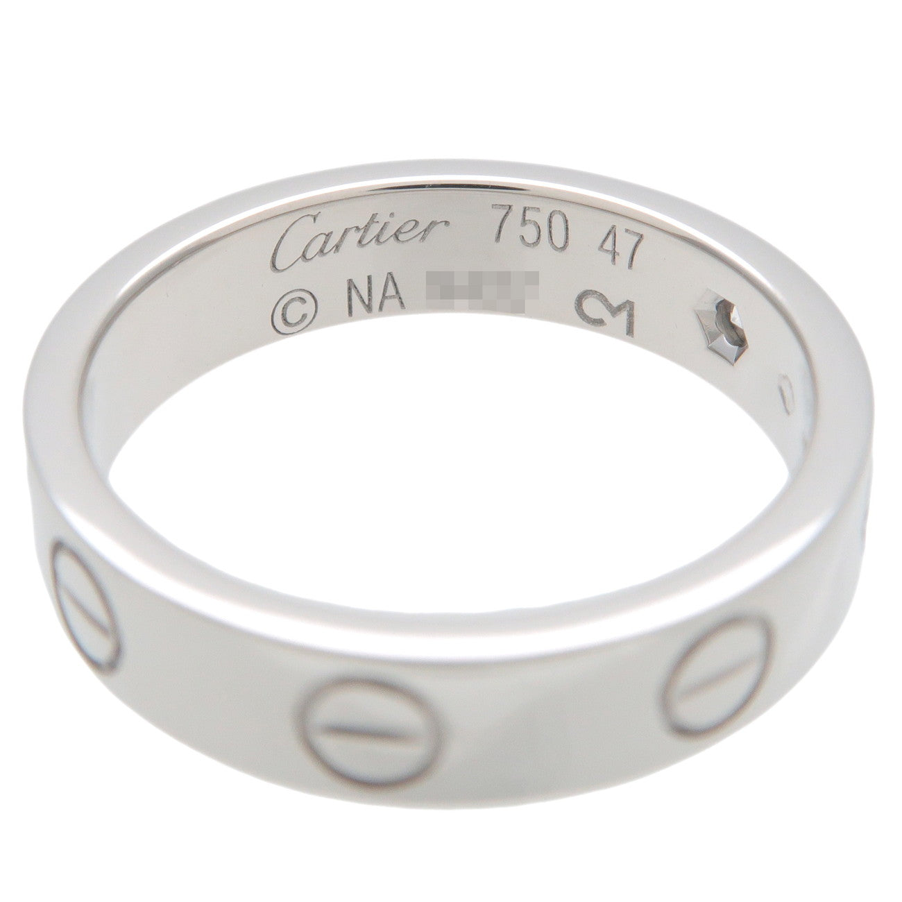 Cartier Mini Love Ring 1P Diamond K18WG 750 White Gold #47 US4-4.5