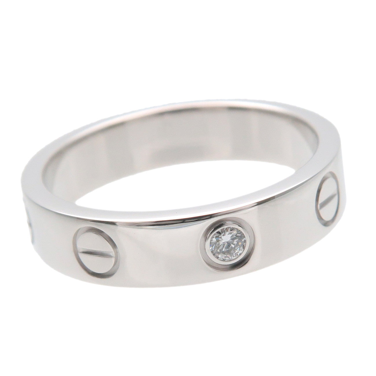 Cartier Mini Love Ring 1P Diamond K18WG 750 White Gold #47 US4-4.5
