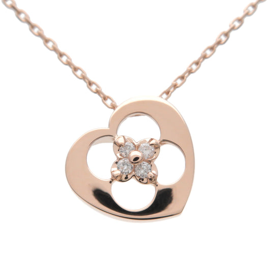 VENDOME-AOYAMA-Heart-Charm-4P-Diamonds-Necklace-K18-750-Rose-Gold