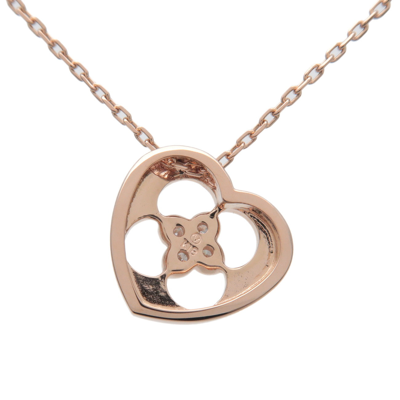 VENDOME AOYAMA Heart Charm 4P Diamonds Necklace K18 750 Rose Gold