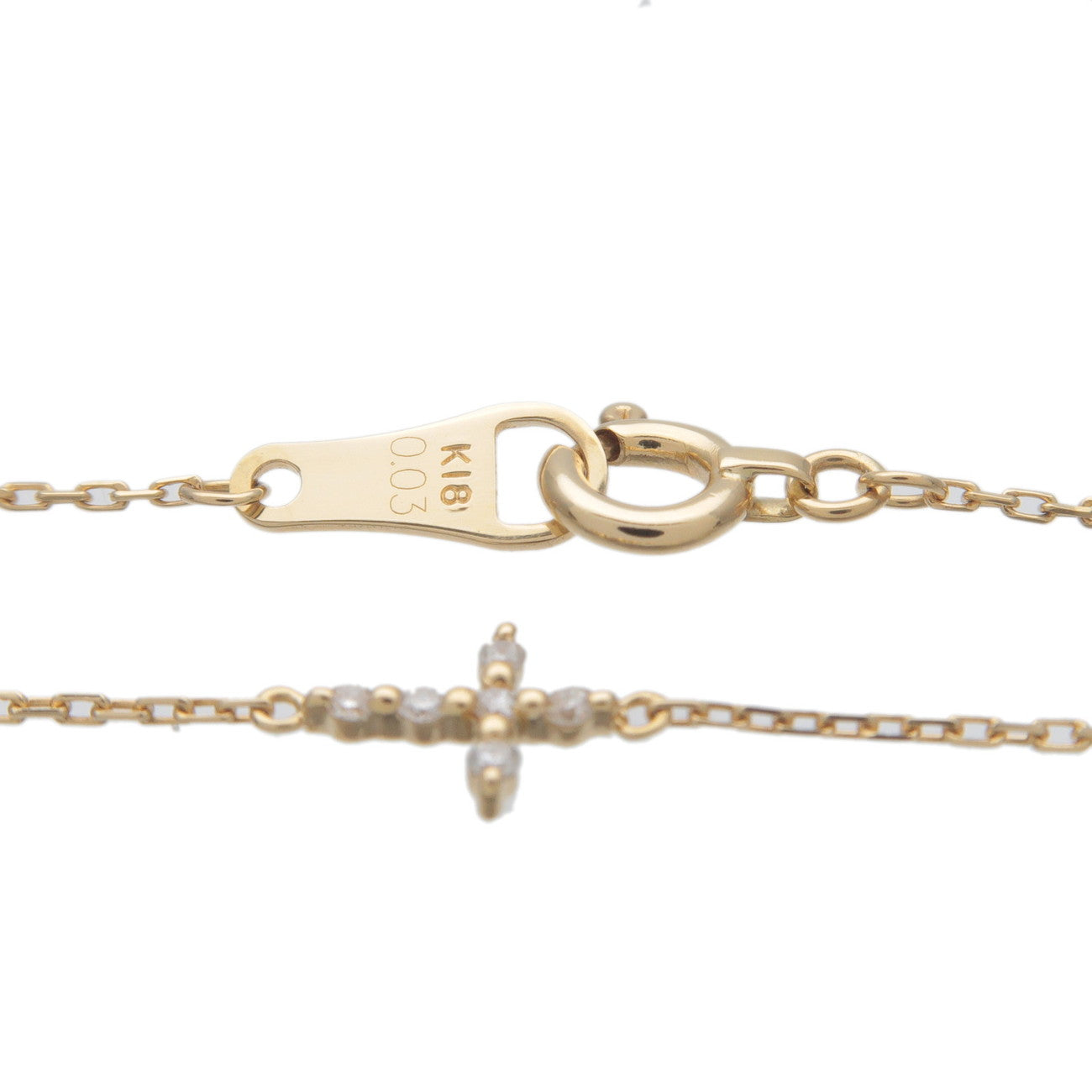 agete Cross 6P Diamond Bracelet 0.03ct K18YG 750 Yellow Gold