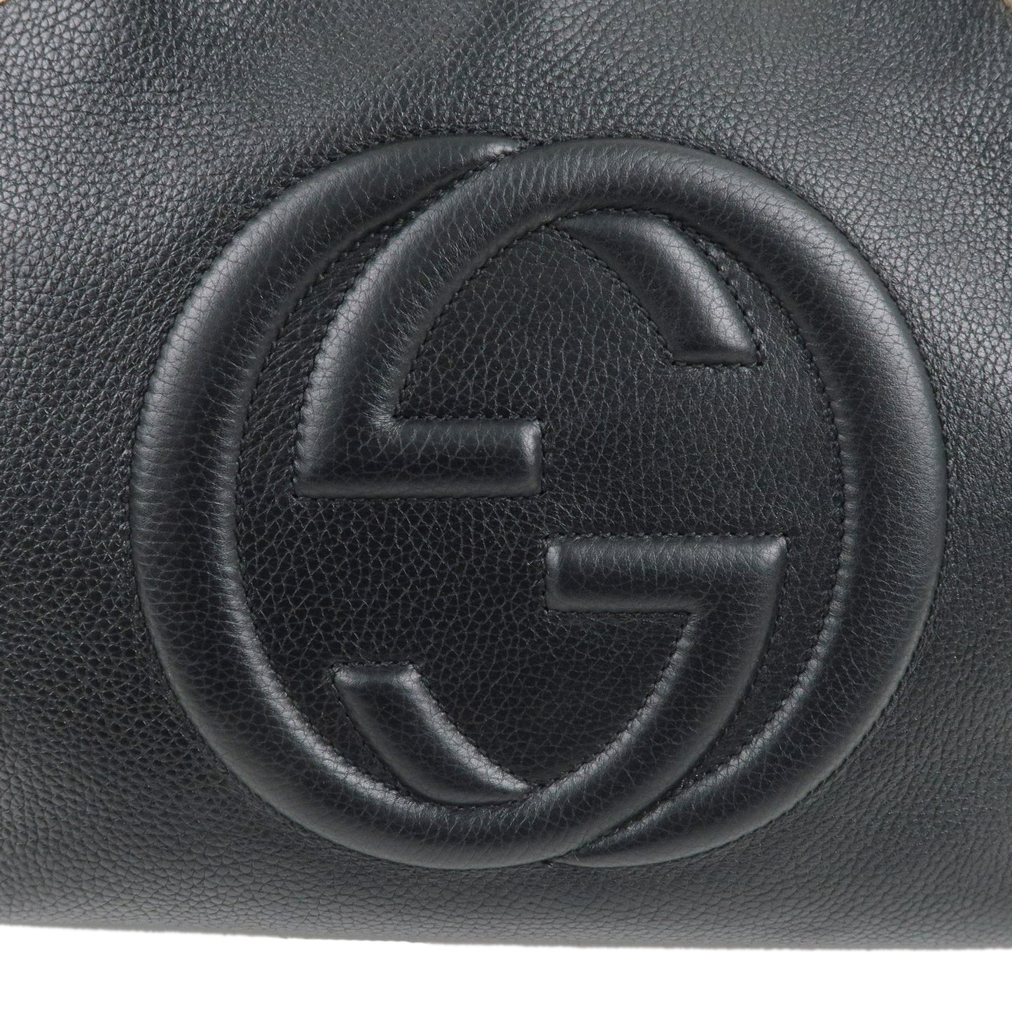 GUCCI SOHO Leather Chain Shoulder Tote Bag Black 536196