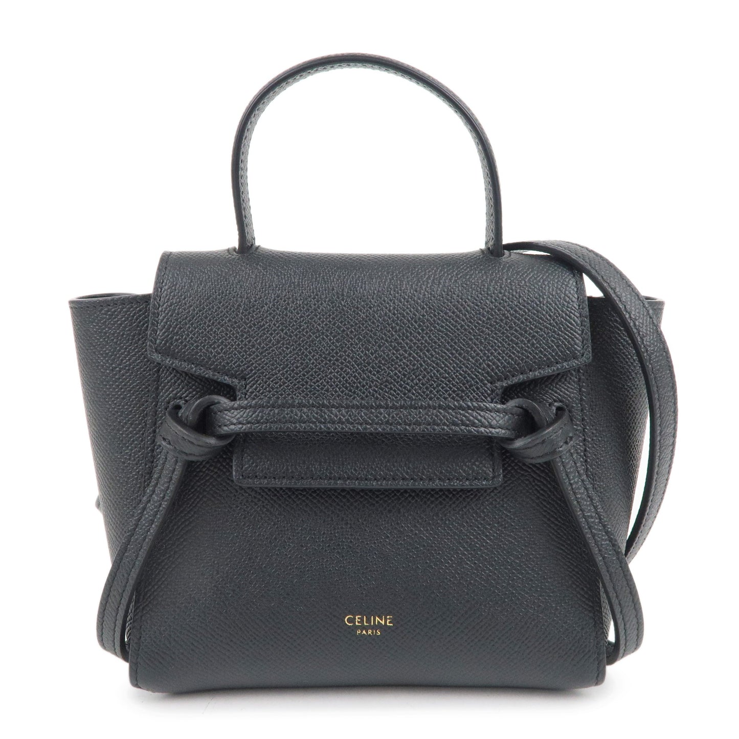 CELINE-Leather-Pico-Belt-Bag-2Way-Bag-Hand-Bag-Black-194263