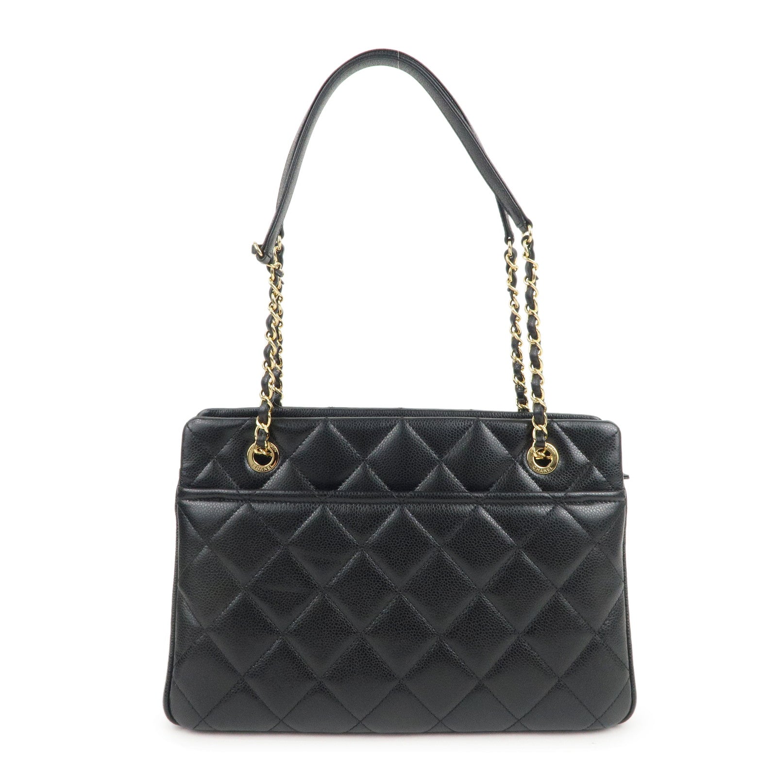 Chanel Coco Mark Matelasse PST Tote Chain HandBag Shoulder Bag Gold Caviar  Skin