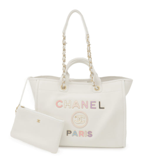 CHANEL-Deauville-Leather-2WAY-Chain-Tote-Bag-GM-White-A66941