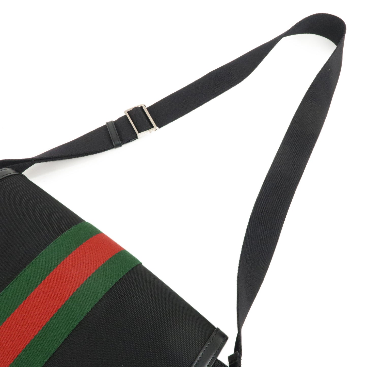 GUCCI Sherry Canvas Leather Messenger Shoulder Bag Black 630921