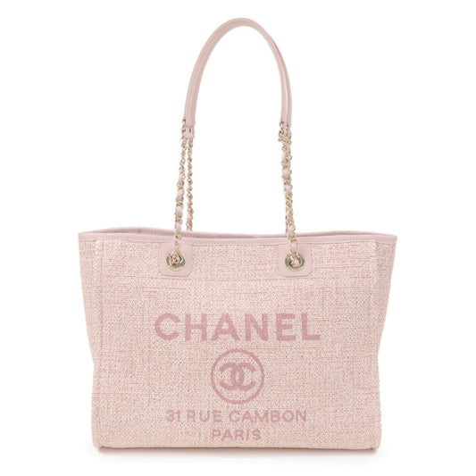 CHANEL-Deauville-MM-Tweed-Leather-Chain-Tote-Bag-Pink-A67001