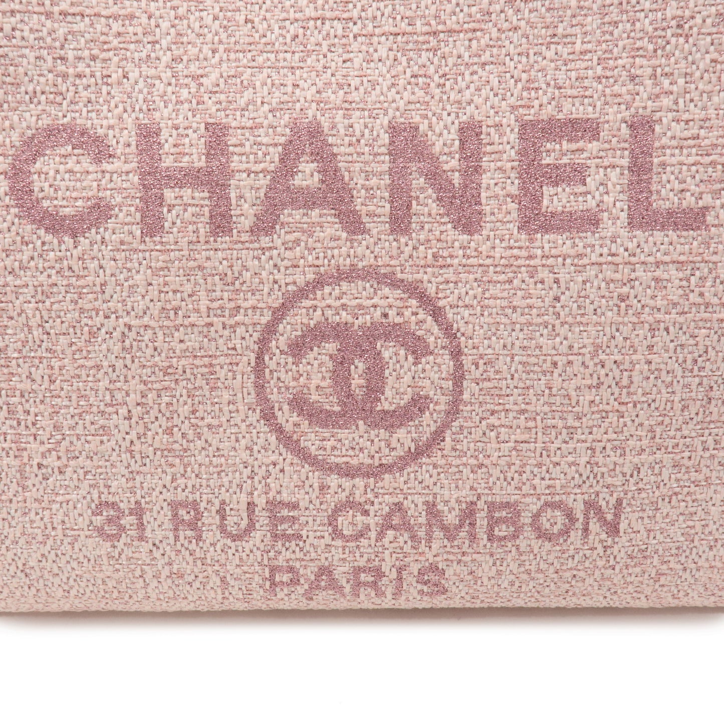 CHANEL Deauville MM Tweed Leather Chain Tote Bag Pink A67001