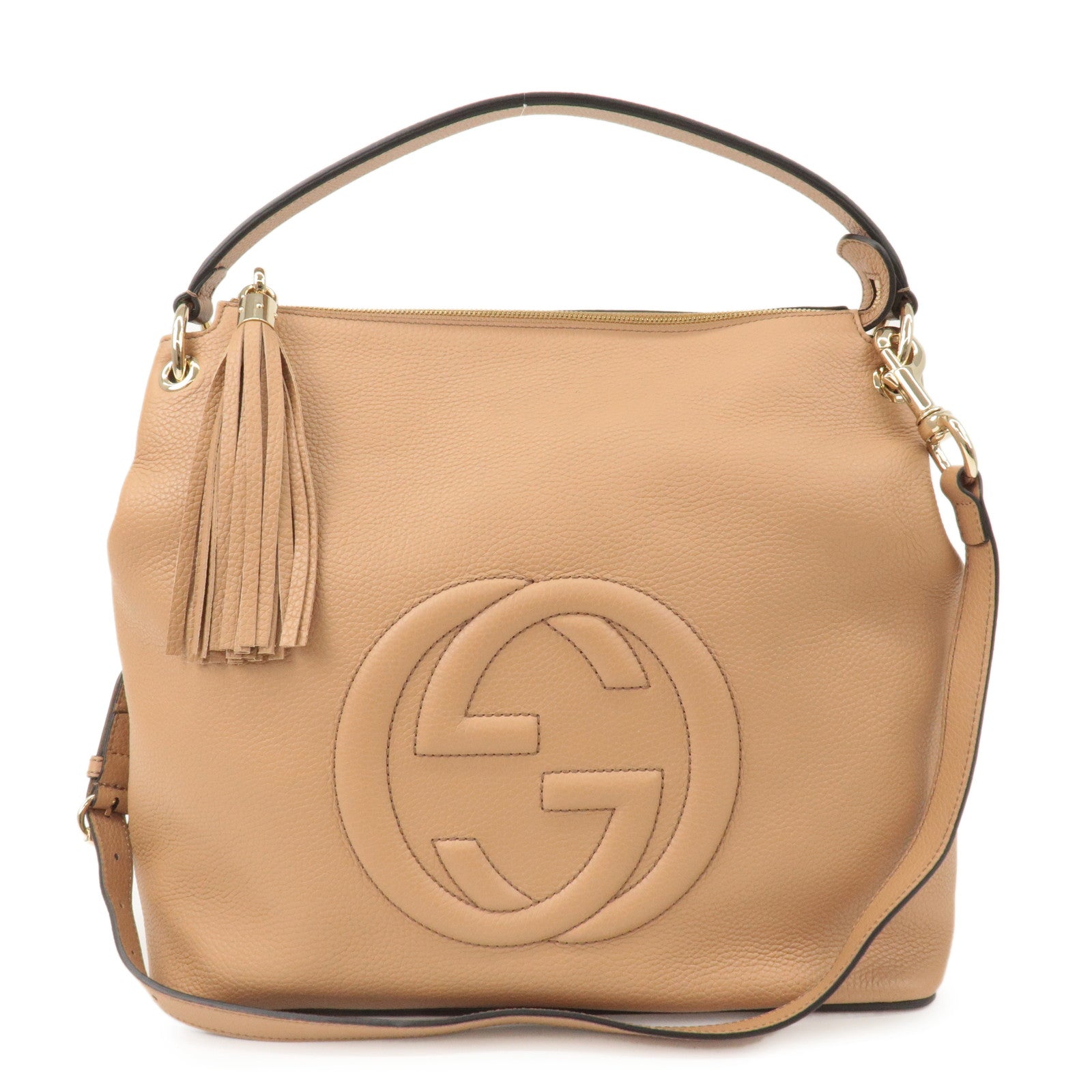 GUCCI-SOHO-Leather-2Way-Shoulder-Bag-Hand-Bag-Beige-536194