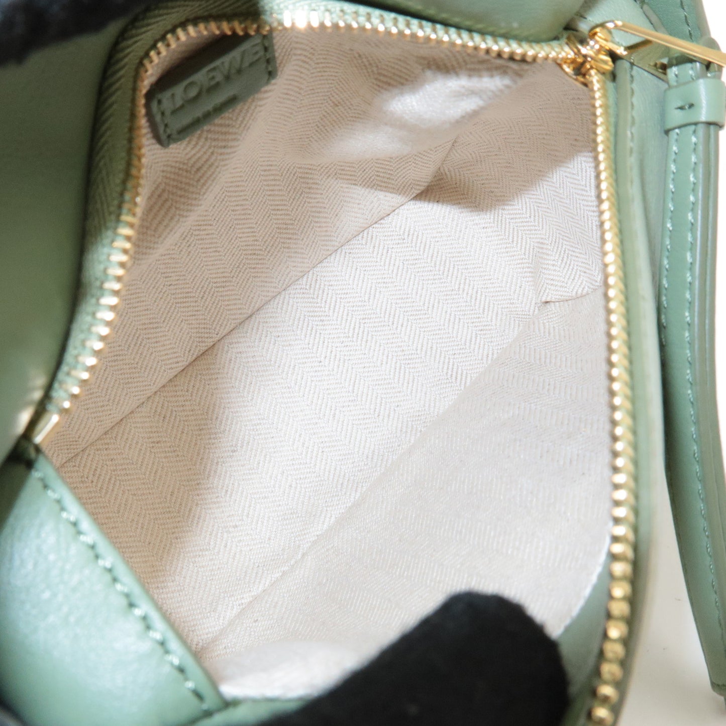 LOEWE Leather Puzzle Bag Mini 2WAY Shoulder Bag Green Beige