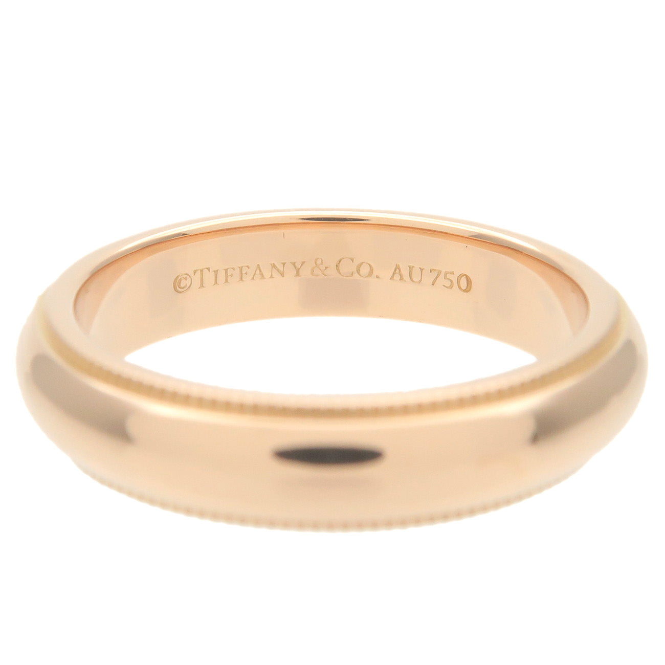 Tiffany&Co. Milgrain Band Ring 4mm K18 750PG Rose Gold US4.5 EU48