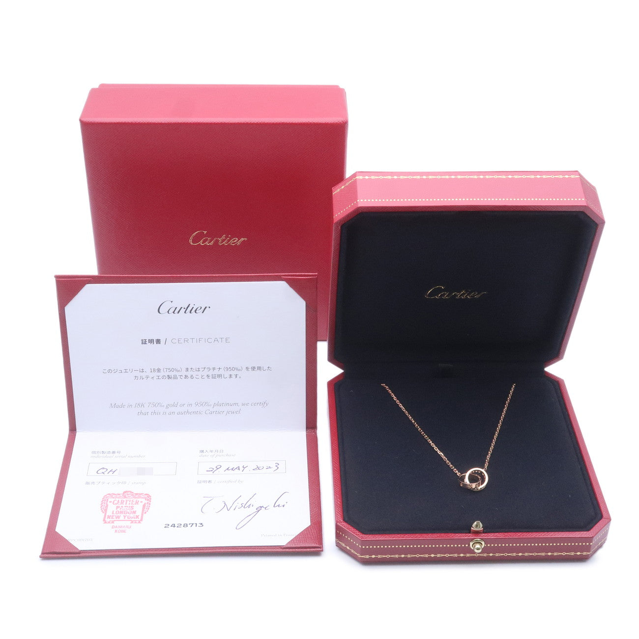 Cartier Baby Love Diamond Necklace K18PG 750PG Rose Gold Denmark