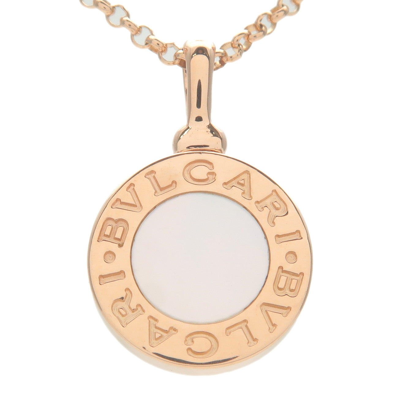 BVLGARI Necklace White Shell Necklace K18 750 Rose Gold