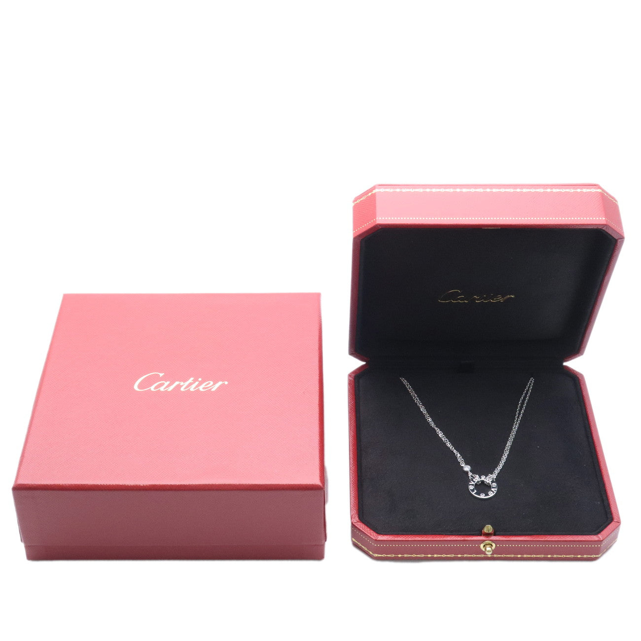Cartier Love Circle 2P Diamond Necklace K18 750WG White Gold