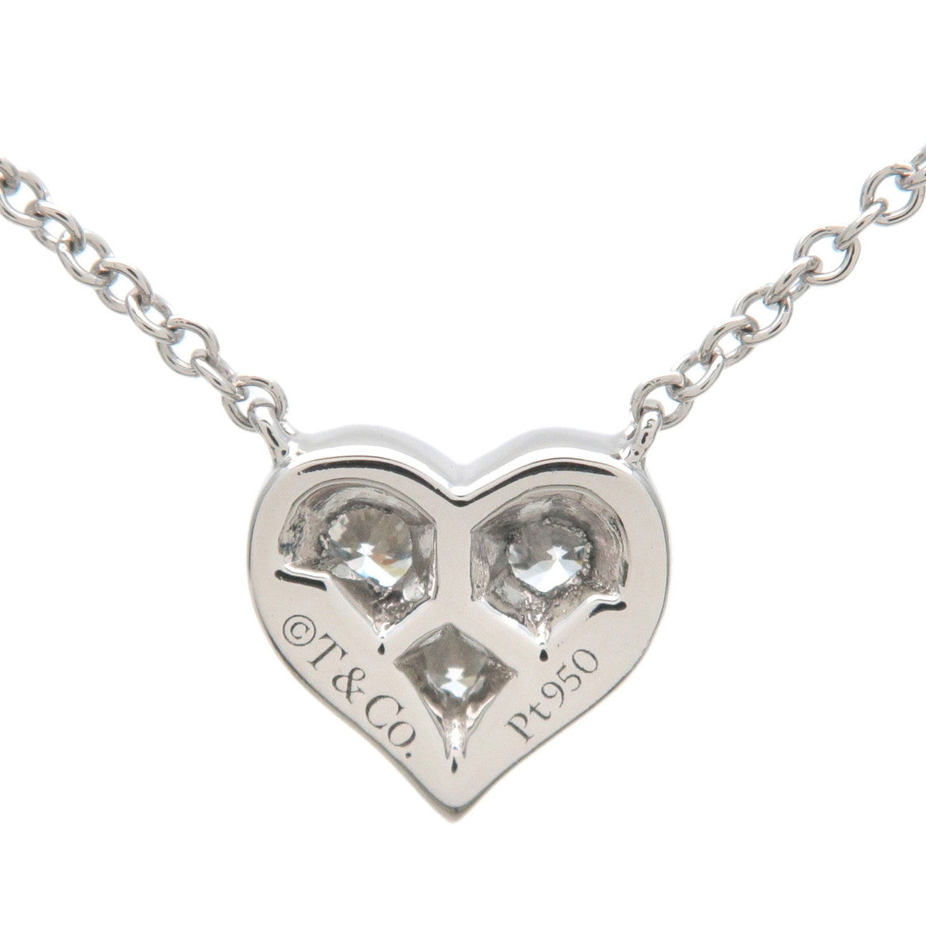 Tiffany&Co. Sentimental Heart 3P Diamond Necklace PT950 Platinum