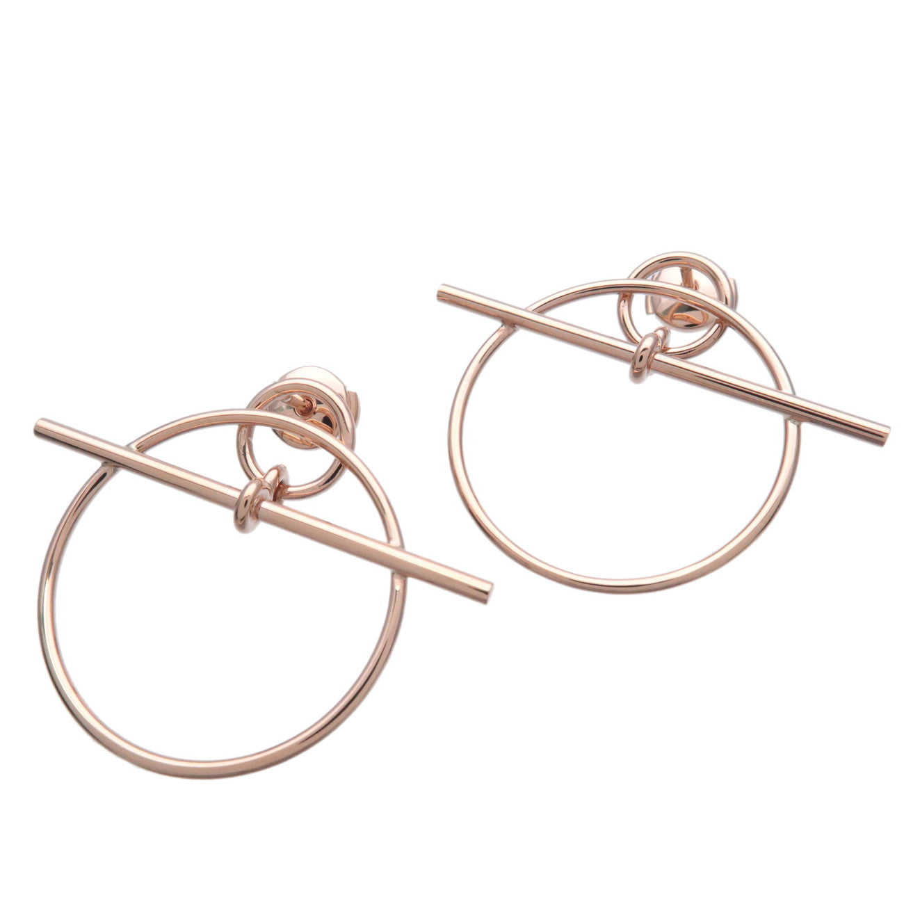 HERMES Loop PM Earrings K18PG Rose Gold Pink Gold