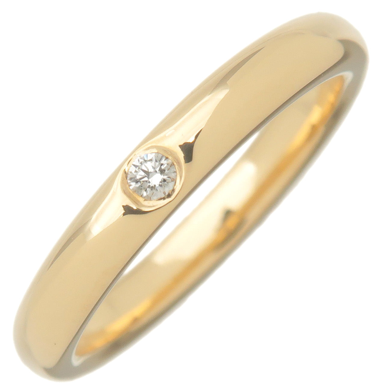 Tiffany&Co.-Stacking-Band-Ring-1P-Diamond-K18-Yellow-Gold-US4-EU47