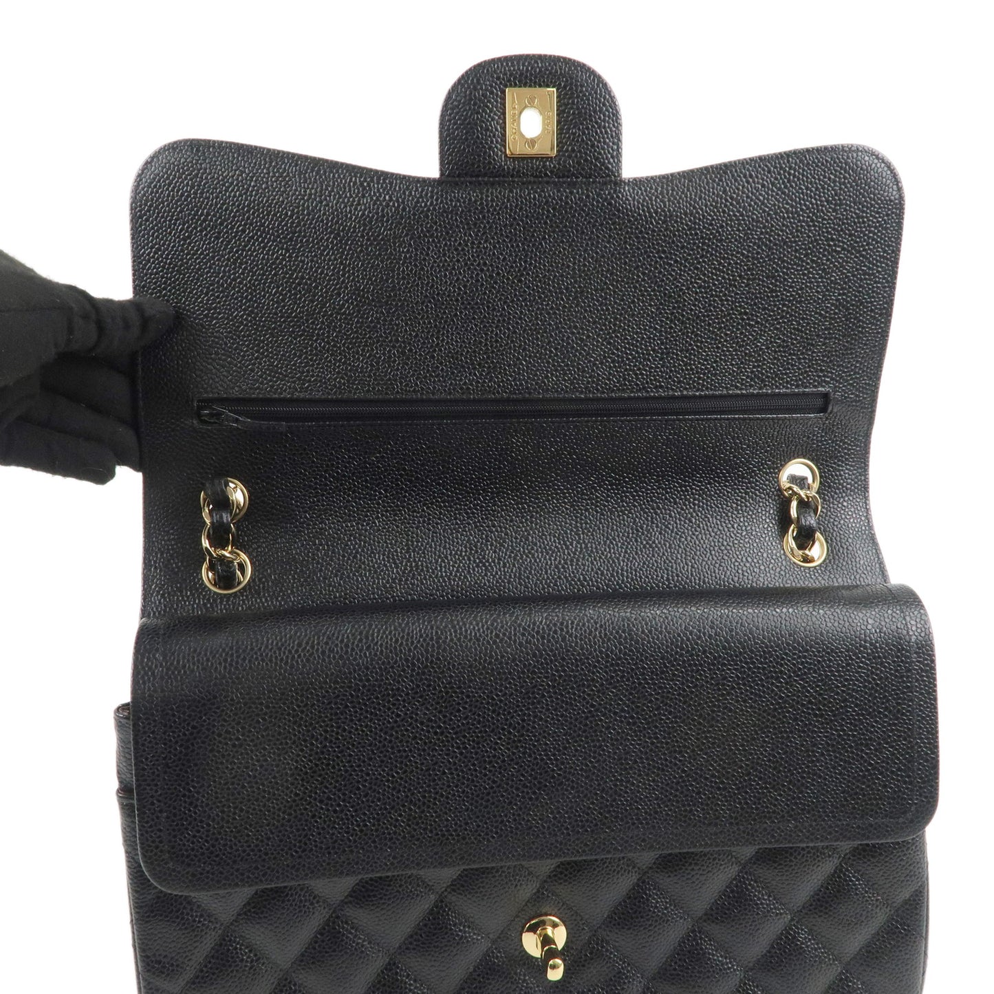 CHANEL Matelasse Caviar Skin Maxi 30 W Flap Shoulder Bag A58600