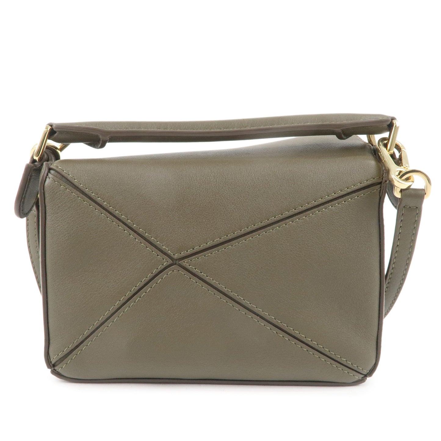 LOEWE Leather Puzzle Bag Mini 2Way Shoulder Bag Khaki Green