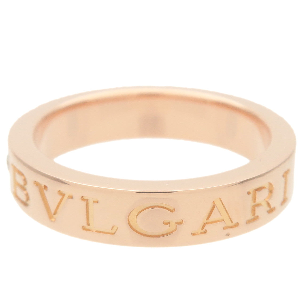 BVLGARI Double Logo Ring 1P Diamond K18PG Rose Gold US5 EU50