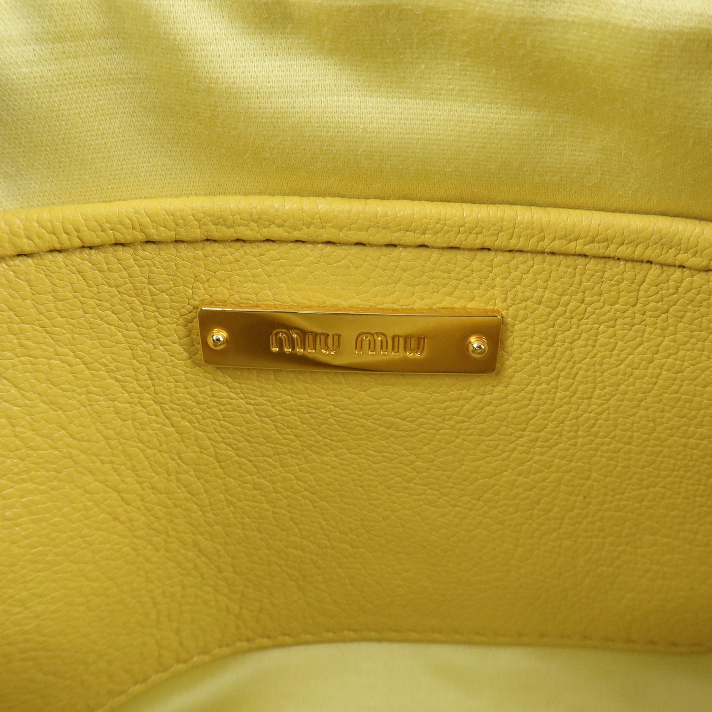 MIU MIU Leather Shoulder Bag Crossbody Bag Yellow RT0539