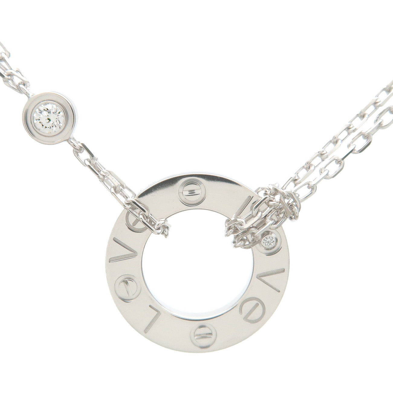 Cartier-Love-Circle-2P-Diamond-Necklace-K18-750WG-White-Gold